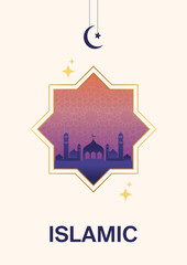 Islamic modern greeting card template design vector.  Islamic, Ramada, Eid poster design.