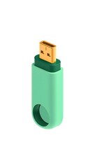 A green usb drive is isolated on white background