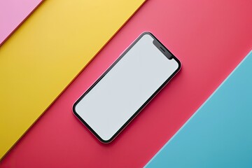 High Quality Visual of New Cell Phone Over Colorful Background