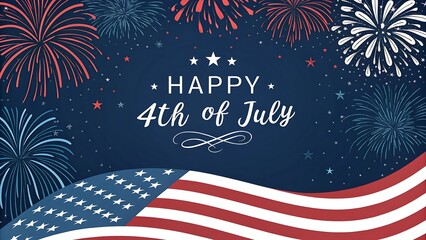 4th of July fireworks celebration with night sky and festive lights in Independence Day background