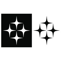 Sparkle Shape Design, Abstract Star Element, Black and White Decorative Icon