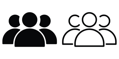Teamwork Icon Set Group of People, Crowd Symbol, Connection Black and White