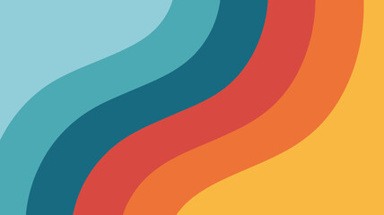 Abstract colorful background with wavy lines in shades of blue red orange and yellow tones design