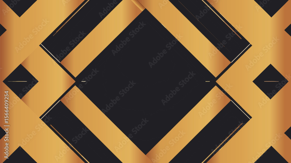 Poster abstract background with gold geometric shapes on black creating a symmetrical and modern design