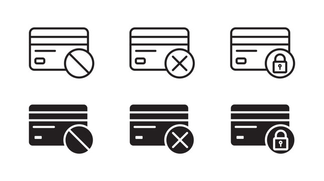 Block credit card icon set. Personal finance security.  representing data security and protection , vector illustration . 