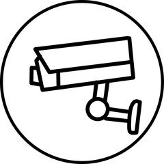 security camera line icon in circle. Digital security icon theme in circle