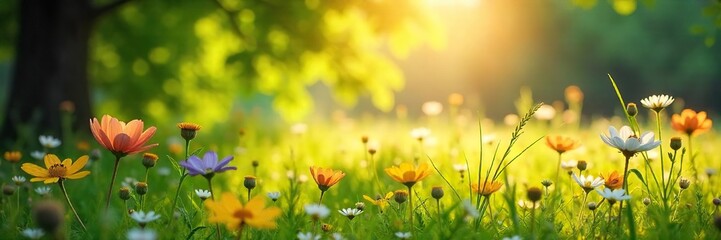 Sun-Dappled Wildflowers Idyllic Field of Gentle Joy and Peaceful Beauty