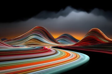 Harmonious Land Shapes Under Dramatic Cloudy Skies