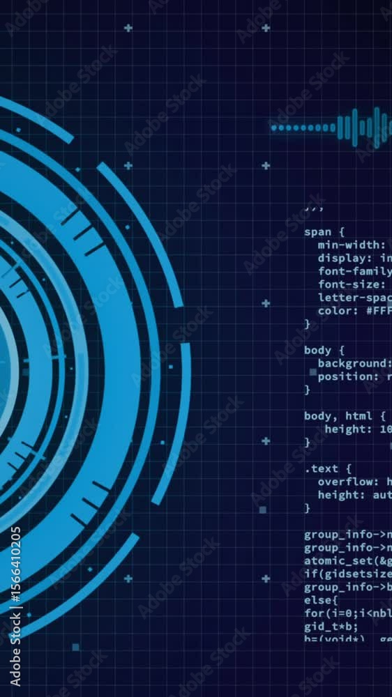 Poster animation of scope scanning over digital people and binary coding