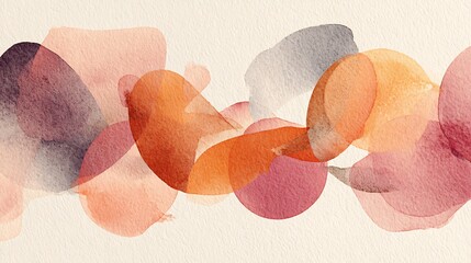 Abstract watercolor shapes in warm earthy tones on textured paper background