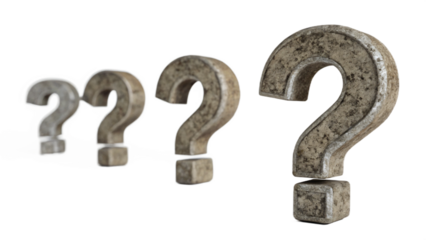 3D question marks symbol on a white background for FAQ and help concepts