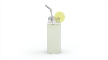 Refreshing beverage in a clear glass jar with a straw and a slice of lemon, showcasing a vibrant drink perfect for summer enjoyment and hydration
