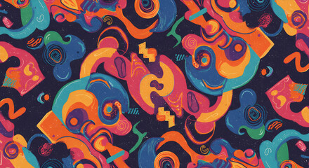 Fototapeta premium Dynamic Abstract Colorful Pattern with Geometric and Organic Shapes