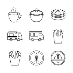 fast food icons set