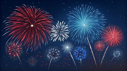 4th of July fireworks celebration with night sky and festive lights in Independence Day background