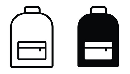 Backpack icons. line and black solid icons. school bag icon set. Backpack collection on white background
