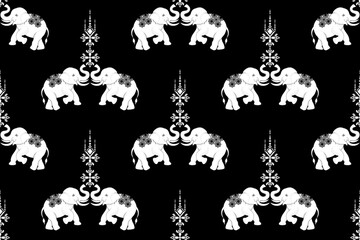 Title: Elephant border, ethnic pattern, ornament, Thai traditional style, illustration design for background,carpet,wrapping, textile, silk, fabric,trousers.

