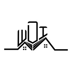 WDI Real State logo design, WDI simple and modern logo. WDI luxurious alphabet design