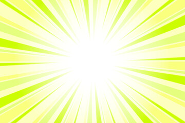 Obraz premium Abstract green sunburst background. Sun rays backdrop. Radial green background with sun rays. Summer vector illustration.
