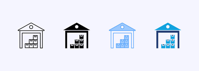 Warehouse Icon Set Multiple Style Collection