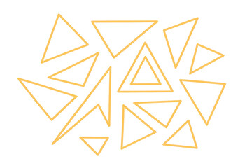 Obraz premium Multiple golden outlined triangles are overlapping, creating an abstract geometric pattern on a transparent background