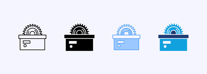 Saw Machine Icon Set Multiple Style Collection