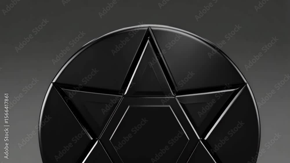Aufkleber elegant black glassy shield with abstract hexagon and triangles pattern isolated on a solid gray bac