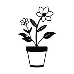 Fototapeta premium flower in pot vector icon isolated on white background