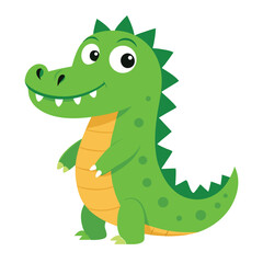 cute cartoon smile crocodile illustration Vector icon isolated on white background