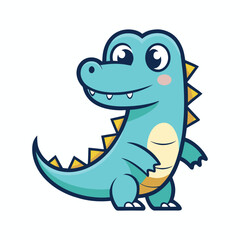 cute little crocodile standing vector icon isolated on white background