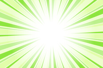 Obraz premium Abstract green sunburst background. Sun rays backdrop. Radial green background with sun rays. Summer vector illustration.