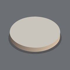 Minimalist light beige circle platform with subtle shadows on dark gray background
