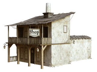 3D rendered old Caribbean house and structure - 3D illustration