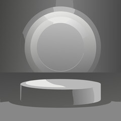 Minimalist stage with spotlight and pedestal for product presentation