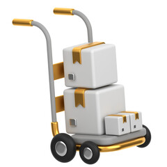 3d icon of a trolley carrying boxes	
