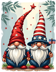 USA-Themed Gnomes with American Flags – Perfect for Fourth of July Decor.