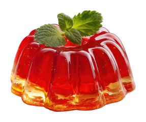 Delicious red jelly dessert with mint garnish kitchen food bright lighting