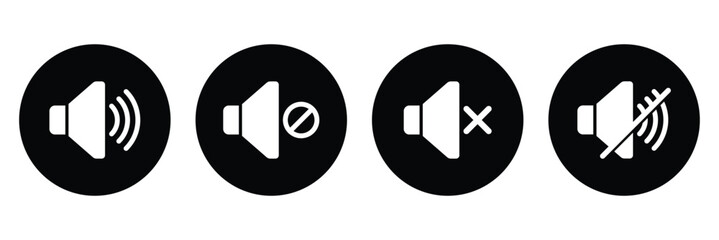 Speaker icon set, mute speaker icon collection
