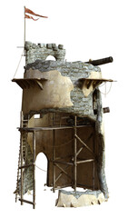 3D rendered old Caribbean house and structure - 3D illustration