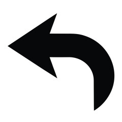 Black Left Return Arrow Silhouette Vector – Back Navigation Icon
