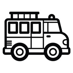 Solid color Fire truck or fire engine suitable for children's coloring page vector design on white background