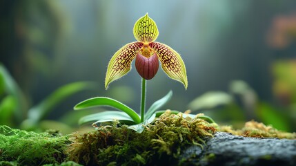 ultradetailed closeup of Paphiopedilum orchid Lady s Slipper