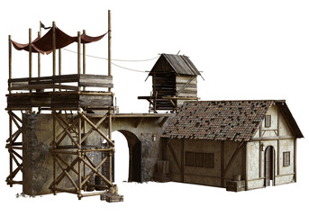 3D rendered old Caribbean house and structure - 3D illustration