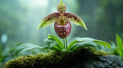 ultradetailed closeup of Paphiopedilum orchid Lady s Slipper