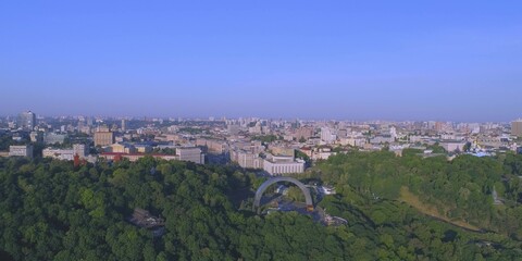 Green park near river, Kyiv Ukraine view