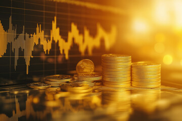 Global gold business investment market stock currency on growth finance economy money background with financial profit diagram or golden graph bank exchange and invest chart price foreign trade
