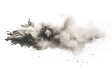 Explosion cloud with debris isolated on transparent background