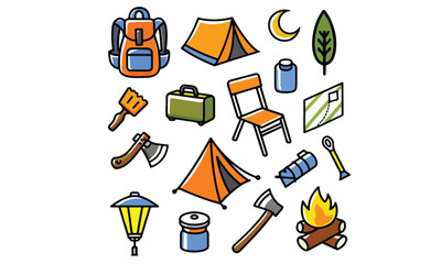 Camping Equipment Icons Collection