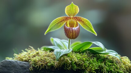 ultradetailed closeup of Paphiopedilum orchid Lady s Slipper