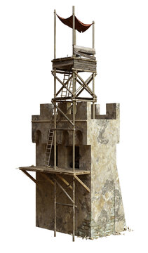 3D rendered old Caribbean house and structure - 3D illustration